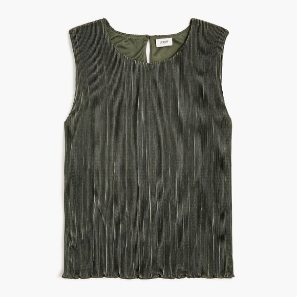 J.CREW Size M Plissé Shell Top in Spanish Moss $79 CC215 - Picture 1 of 5